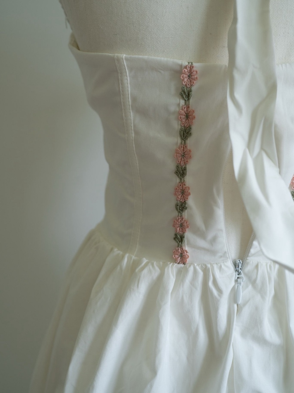 House of CB White Midi Halter Dress with Pink Floral Trim - Picture 6 of 14